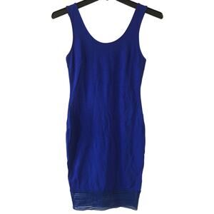 Cefian Size Small Royal Blue Sleeveless Bodycon Stretch Lace Hem Knee Length